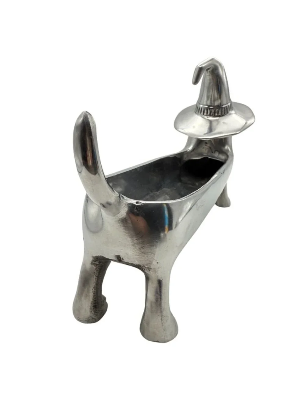 Halloween Dachshund Weiner Dog Witch Silver Metal 3D Candy Treat Serving Tray